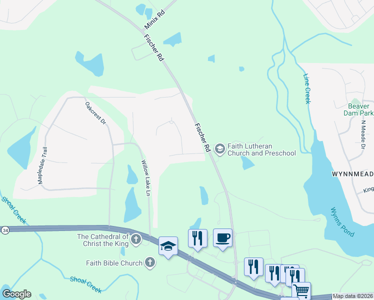 map of restaurants, bars, coffee shops, grocery stores, and more near 39 Braves Crossing Court in Sharpsburg