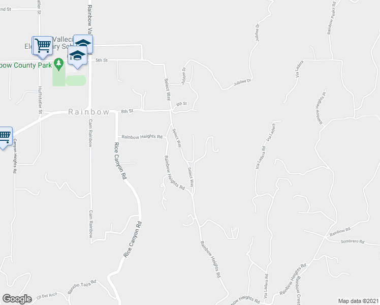 map of restaurants, bars, coffee shops, grocery stores, and more near 5538 Rainbow Heights Road in Fallbrook