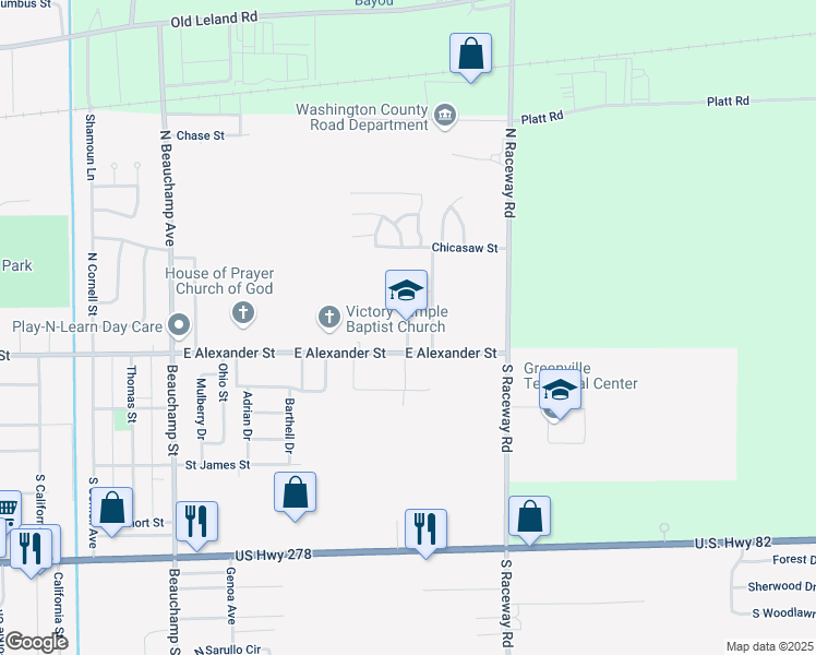 map of restaurants, bars, coffee shops, grocery stores, and more near 3004 Lincoln Drive in Greenville
