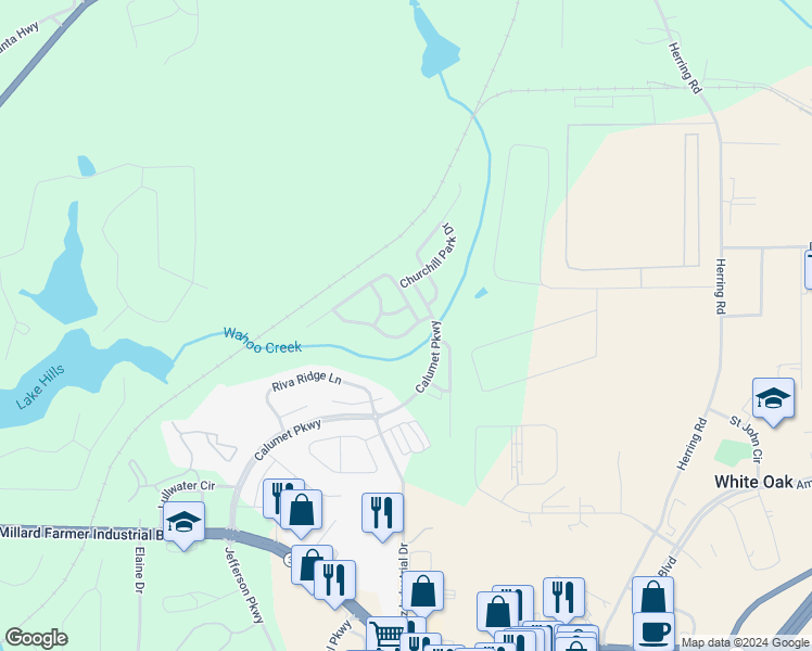 map of restaurants, bars, coffee shops, grocery stores, and more near 8 Claiborne Trail in Newnan