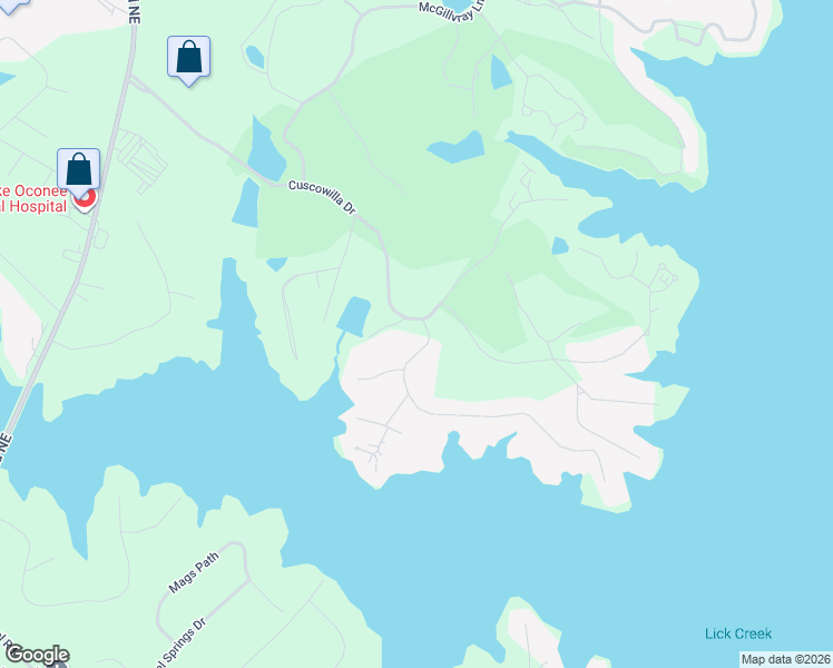 map of restaurants, bars, coffee shops, grocery stores, and more near 383 Cuscowilla Drive in Eatonton