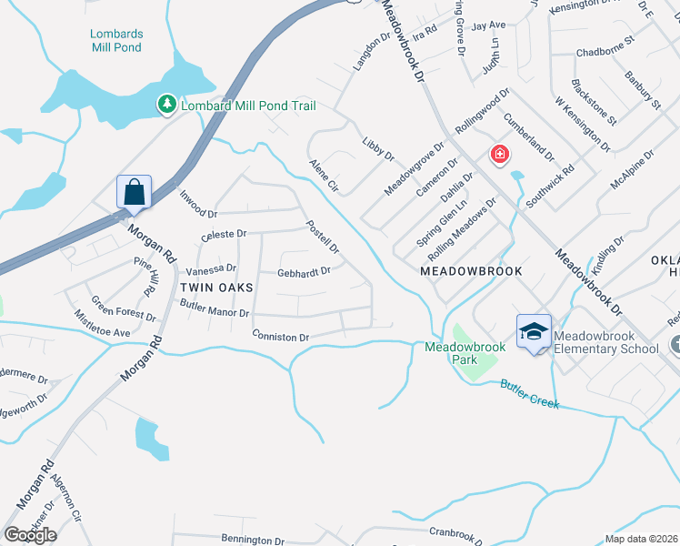 map of restaurants, bars, coffee shops, grocery stores, and more near 2905 Gebhardt Drive in Hephzibah