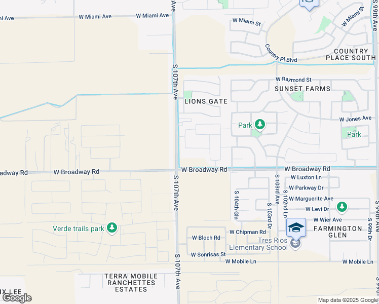 map of restaurants, bars, coffee shops, grocery stores, and more near 4327 South 107th Avenue in Tolleson