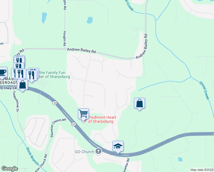 map of restaurants, bars, coffee shops, grocery stores, and more near 58 First Mannassas Way East in Sharpsburg