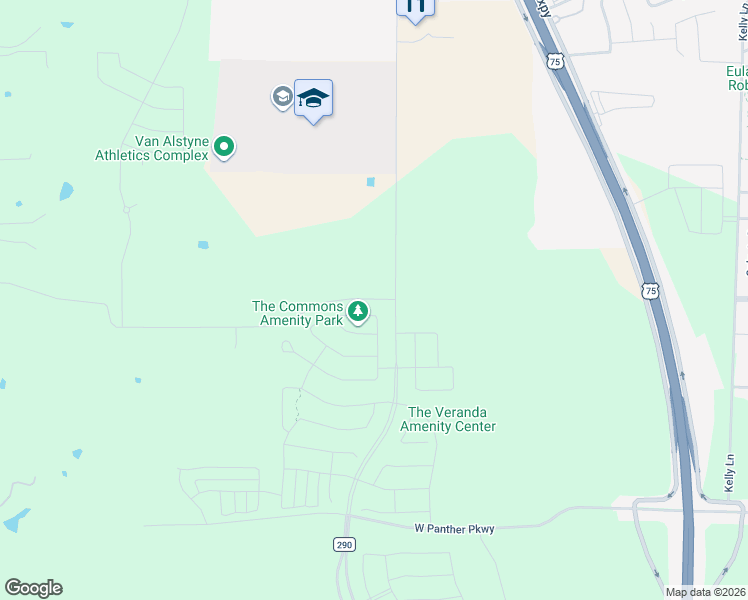 map of restaurants, bars, coffee shops, grocery stores, and more near 1055 Cartwright Road in Van Alstyne