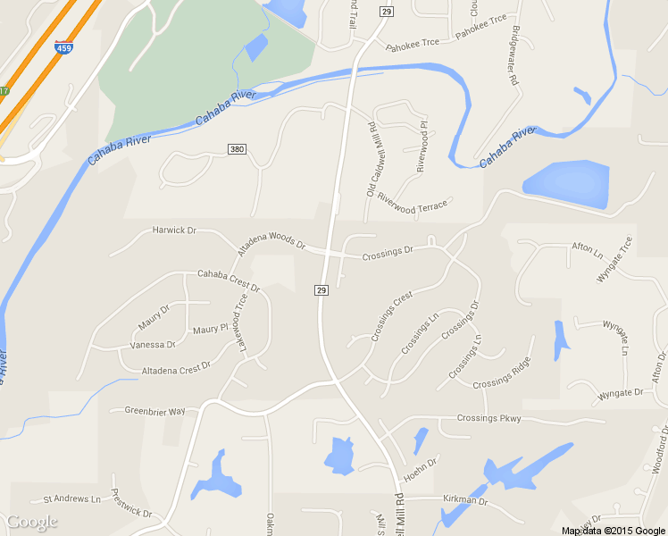 map of restaurants, bars, coffee shops, grocery stores, and more near 3508 Crossings Circle in Birmingham