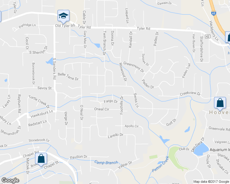 map of restaurants, bars, coffee shops, grocery stores, and more near 2627 Fargo Circle in Vestavia Hills