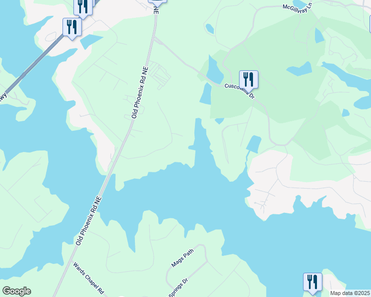 map of restaurants, bars, coffee shops, grocery stores, and more near 138 Phoenix Drive in Eatonton