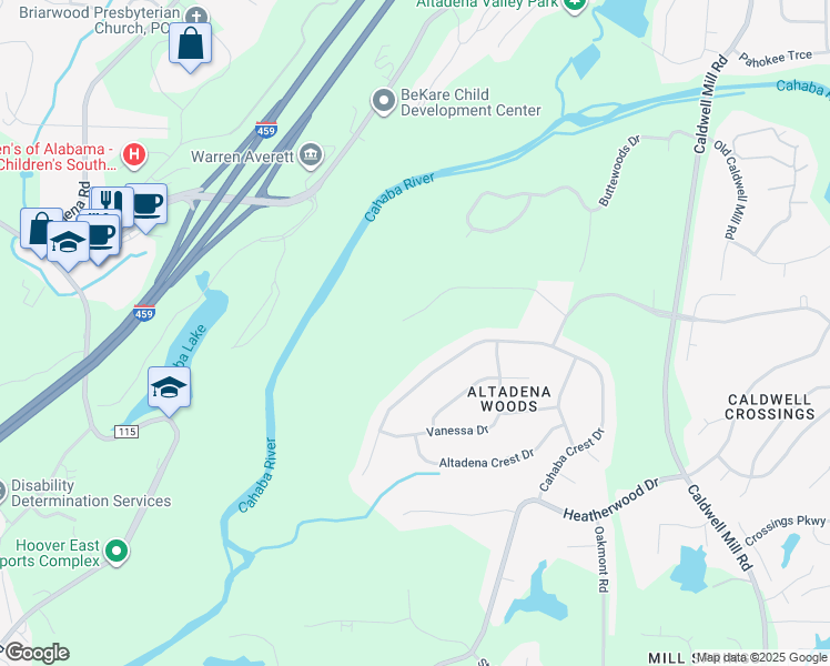 map of restaurants, bars, coffee shops, grocery stores, and more near 3136 Harwick Drive in Birmingham