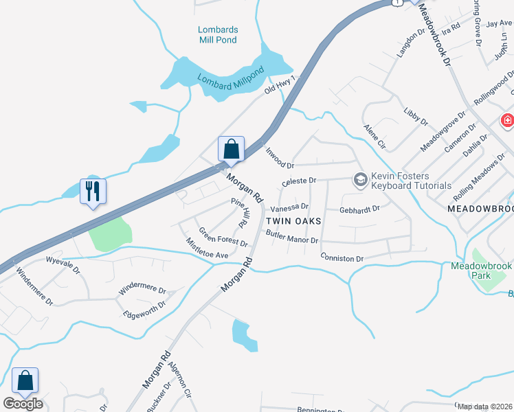 map of restaurants, bars, coffee shops, grocery stores, and more near 3419 Morgan Road in Hephzibah