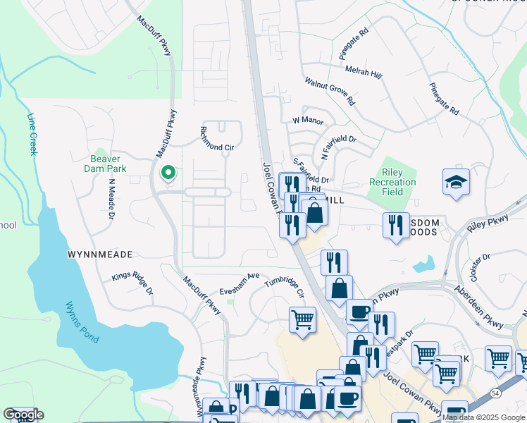 map of restaurants, bars, coffee shops, grocery stores, and more near 420 Constitution Cir in Peachtree City