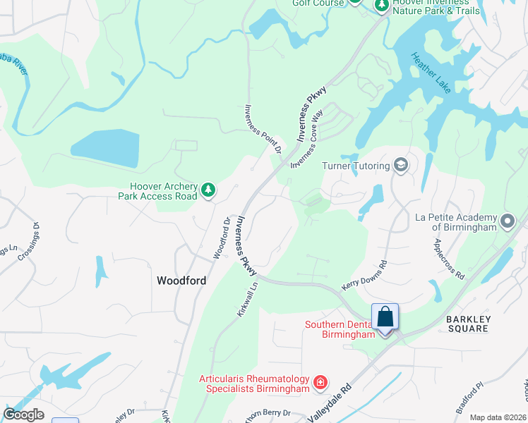 map of restaurants, bars, coffee shops, grocery stores, and more near 2027 Glen Eagle Lane in Birmingham