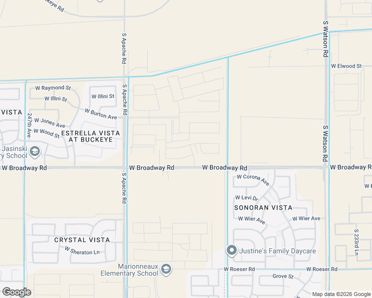 map of restaurants, bars, coffee shops, grocery stores, and more near 23912-24104 West Broadway Road in Buckeye