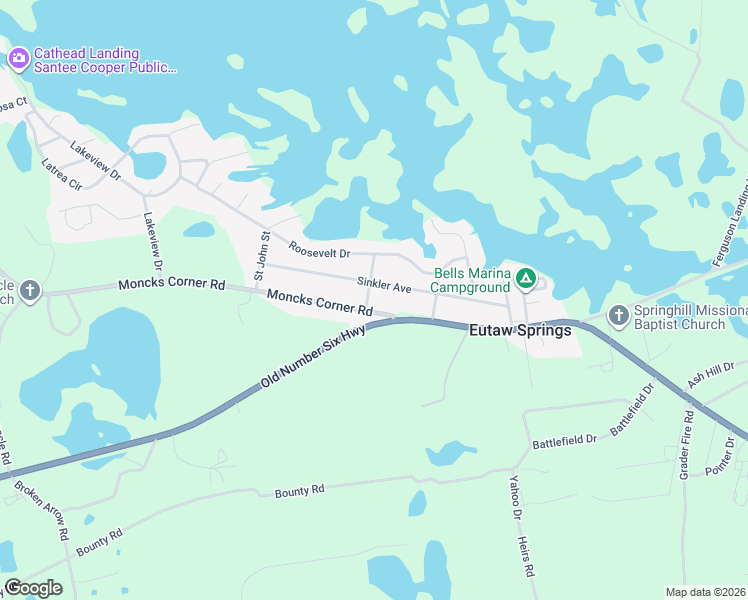 map of restaurants, bars, coffee shops, grocery stores, and more near 213 Heyward St in Eutawville