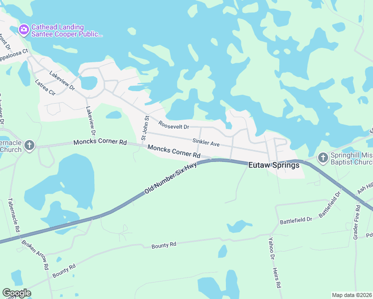 map of restaurants, bars, coffee shops, grocery stores, and more near 142 Monks Corner Road in Eutawville