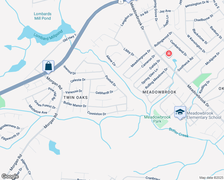map of restaurants, bars, coffee shops, grocery stores, and more near 2905 Gebhardt Drive in Hephzibah