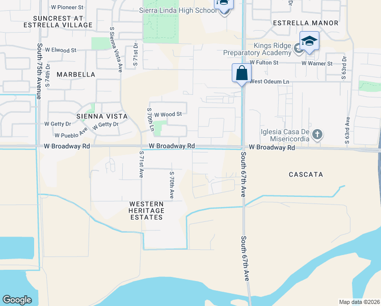map of restaurants, bars, coffee shops, grocery stores, and more near 4418 South 69th Avenue in Phoenix