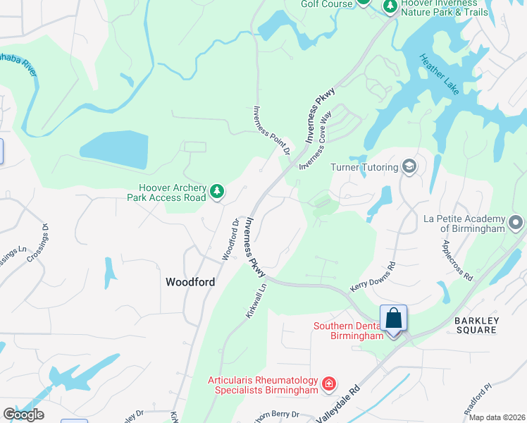 map of restaurants, bars, coffee shops, grocery stores, and more near 2027 Glen Eagle Lane in Birmingham