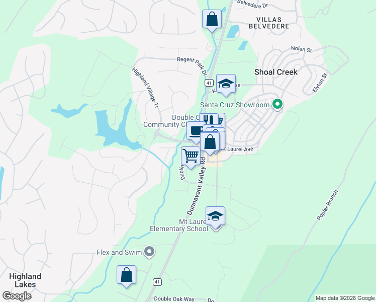 map of restaurants, bars, coffee shops, grocery stores, and more near 1012 Dublin Way in Birmingham