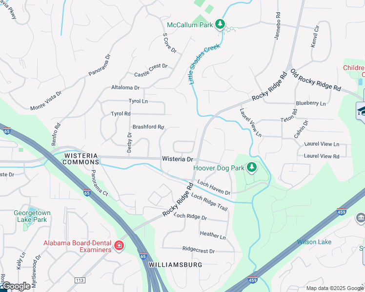 map of restaurants, bars, coffee shops, grocery stores, and more near 3375 Wisteria Drive in Vestavia Hills