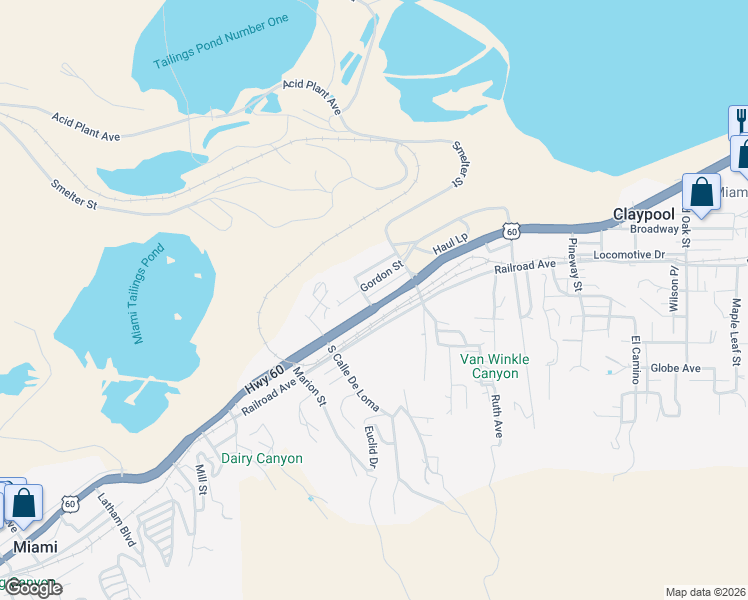 map of restaurants, bars, coffee shops, grocery stores, and more near 3708 U.S. 60 in Claypool