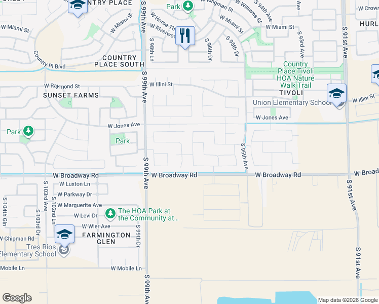 map of restaurants, bars, coffee shops, grocery stores, and more near 4217 S 97th Dr in Tolleson