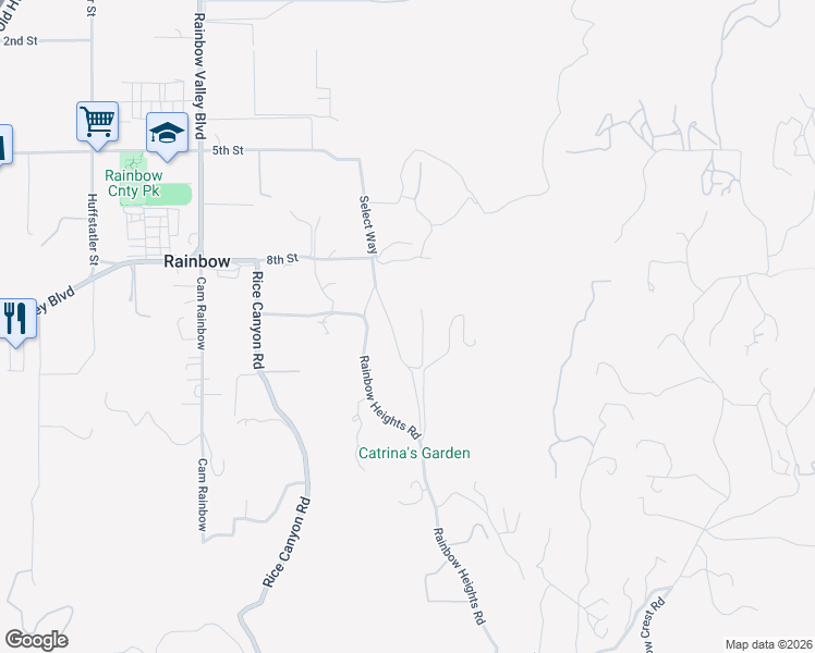 map of restaurants, bars, coffee shops, grocery stores, and more near 5538 Rainbow Heights Road in Fallbrook