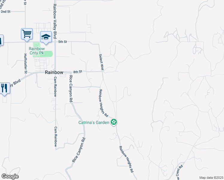 map of restaurants, bars, coffee shops, grocery stores, and more near 5540 Rainbow Heights Road in Fallbrook