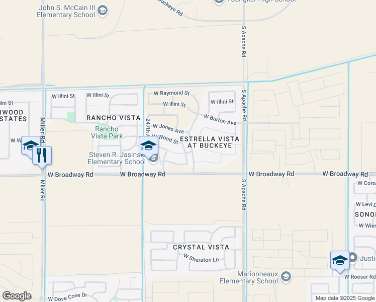 map of restaurants, bars, coffee shops, grocery stores, and more near 4225 South Sexson Drive in Buckeye