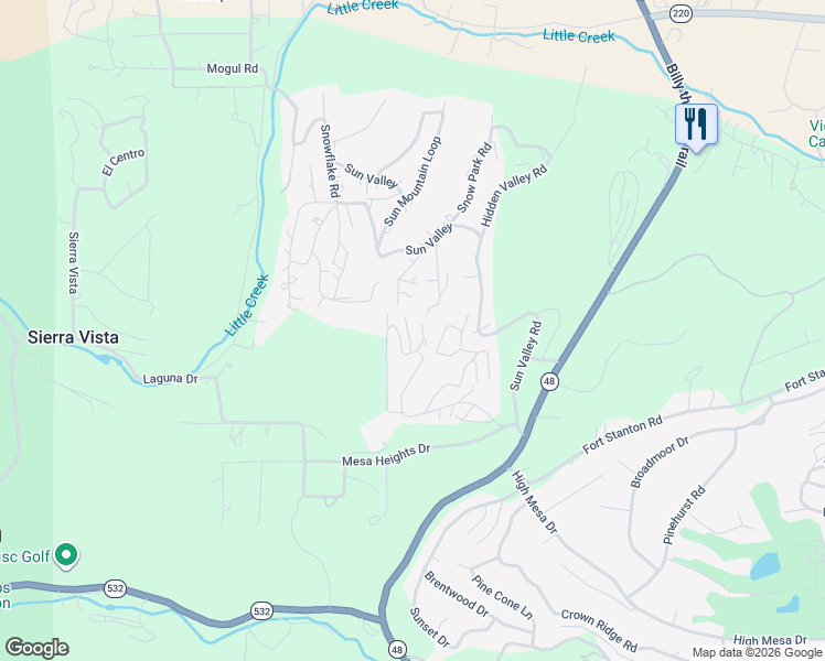 map of restaurants, bars, coffee shops, grocery stores, and more near 104 Thunder Mountain Court in Alto
