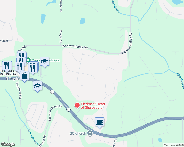 map of restaurants, bars, coffee shops, grocery stores, and more near 40 First Mannassas Way West in Sharpsburg