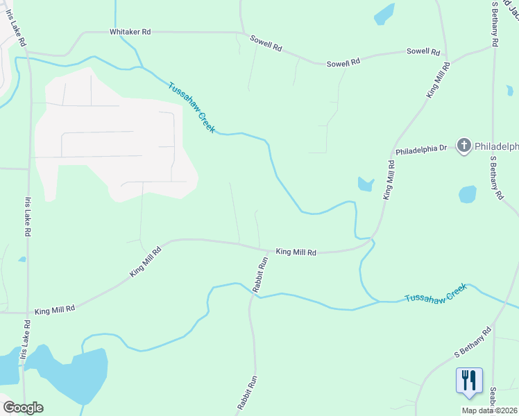 map of restaurants, bars, coffee shops, grocery stores, and more near 1135 King Mill Road in McDonough