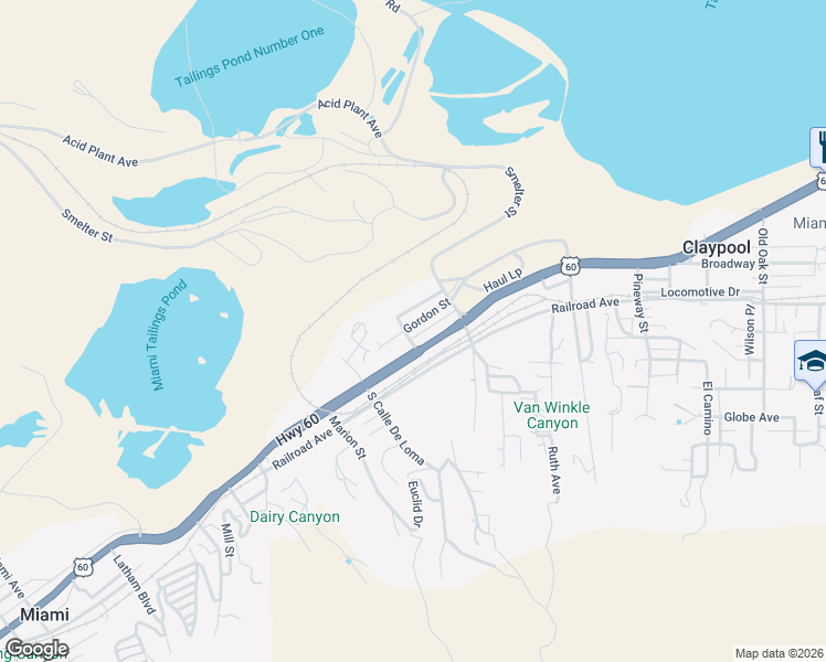 map of restaurants, bars, coffee shops, grocery stores, and more near 3708 U.S. 60 in Claypool