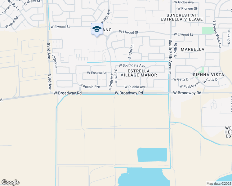 map of restaurants, bars, coffee shops, grocery stores, and more near 3850 South 79th Avenue in Phoenix