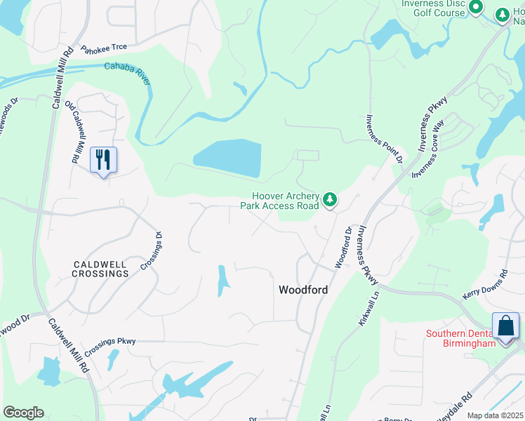 map of restaurants, bars, coffee shops, grocery stores, and more near 3504 Wyngate Trce in Birmingham