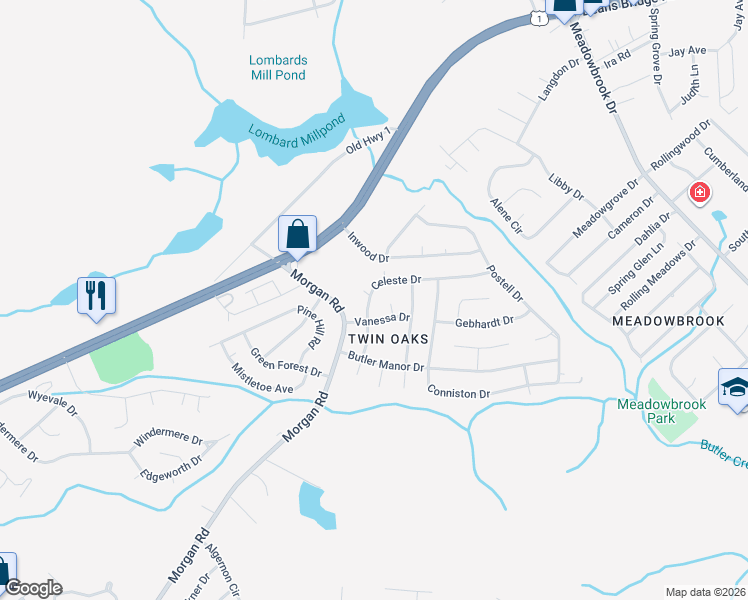 map of restaurants, bars, coffee shops, grocery stores, and more near 2940 Celeste Drive in Hephzibah