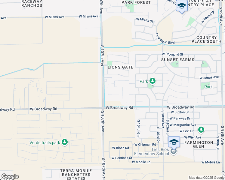 map of restaurants, bars, coffee shops, grocery stores, and more near 4327 South 107th Avenue in Tolleson