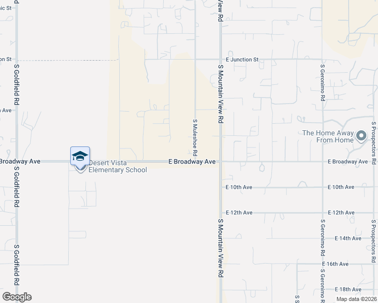 map of restaurants, bars, coffee shops, grocery stores, and more near 4566 East Broadway Avenue in Apache Junction