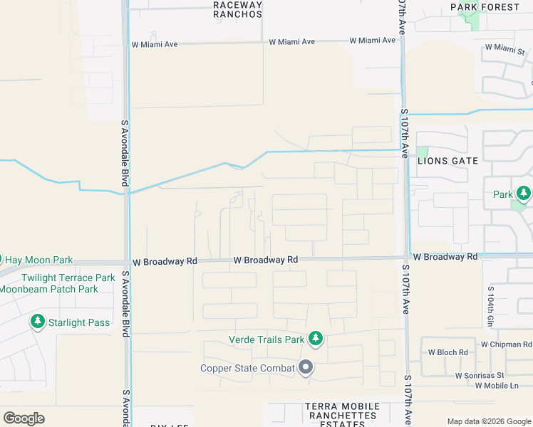 map of restaurants, bars, coffee shops, grocery stores, and more near South 111th Avenue in Maricopa County
