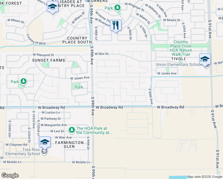 map of restaurants, bars, coffee shops, grocery stores, and more near 4217 S 97th Dr in Tolleson