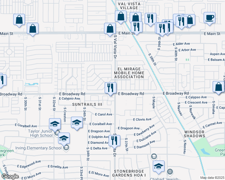 map of restaurants, bars, coffee shops, grocery stores, and more near in Mesa