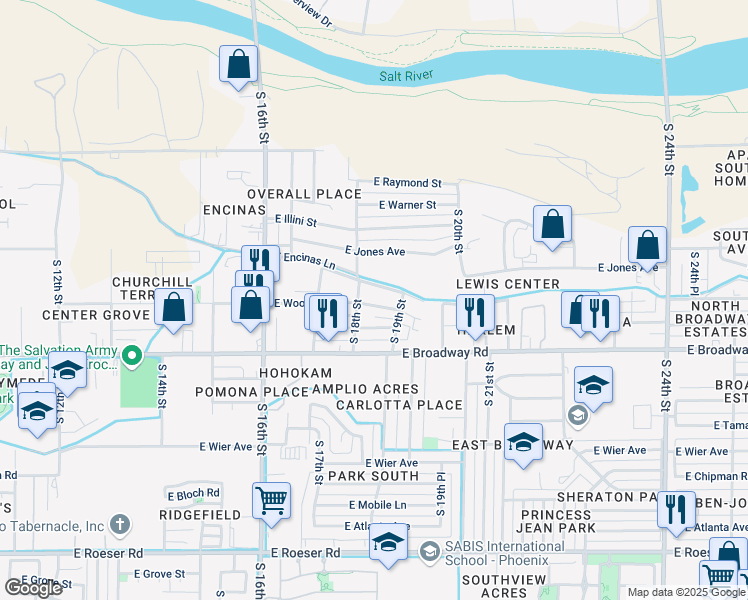 map of restaurants, bars, coffee shops, grocery stores, and more near 1810 East Pueblo Avenue in Phoenix
