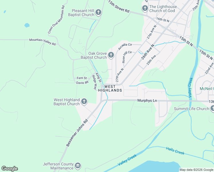 map of restaurants, bars, coffee shops, grocery stores, and more near 909 26th Avenue North in Bessemer