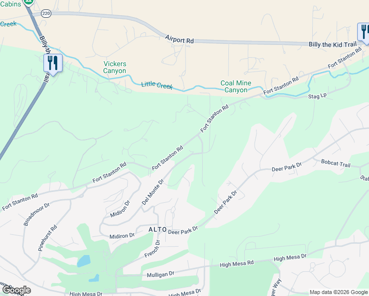 map of restaurants, bars, coffee shops, grocery stores, and more near 166 Del Monte Drive in Alto