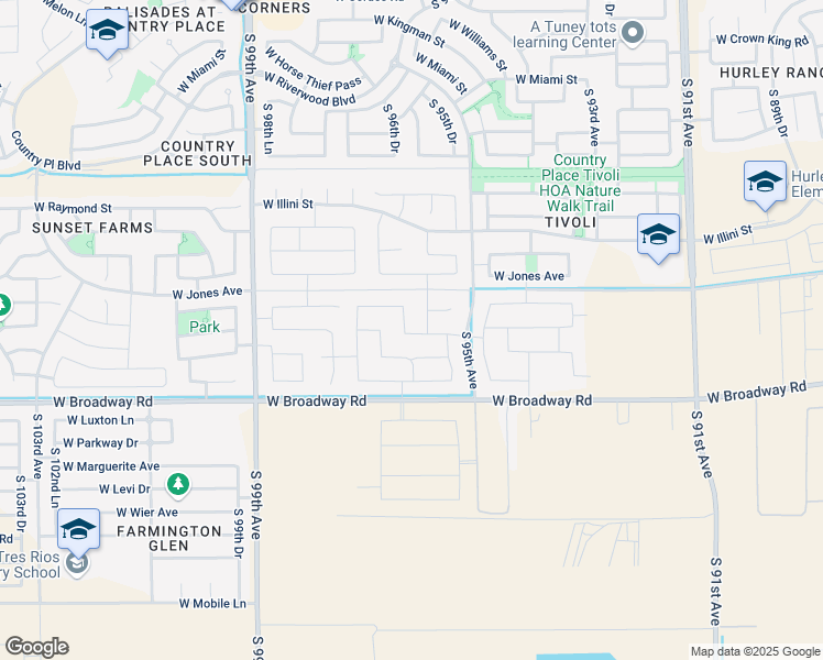 map of restaurants, bars, coffee shops, grocery stores, and more near 4024 South 95th Lane in Tolleson