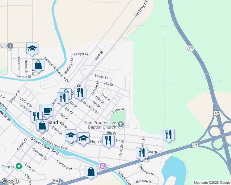 map of restaurants, bars, coffee shops, grocery stores, and more near 331 Hill Street in Leland