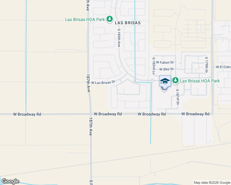 map of restaurants, bars, coffee shops, grocery stores, and more near 18565 West Jones Avenue in Goodyear
