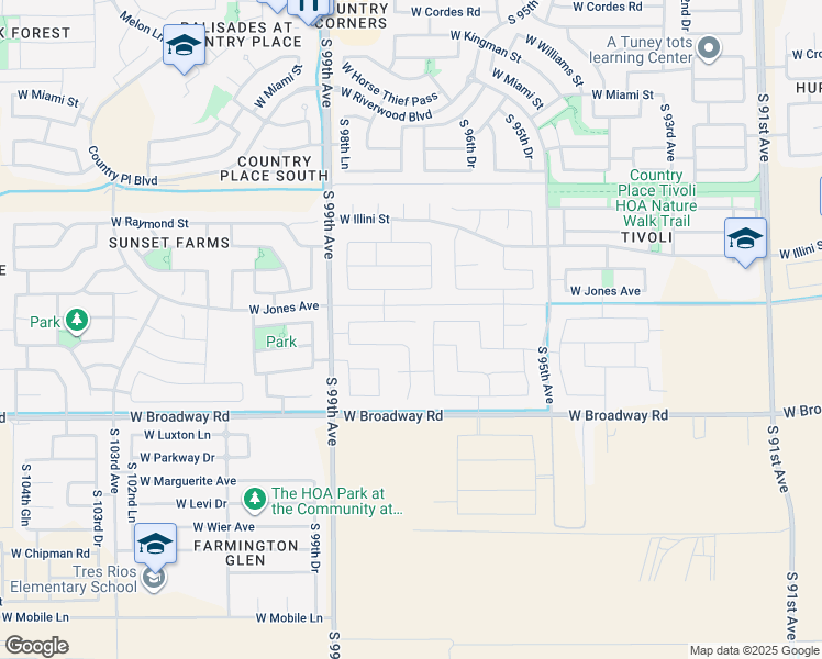 map of restaurants, bars, coffee shops, grocery stores, and more near 9727 West Atlantis Way in Tolleson
