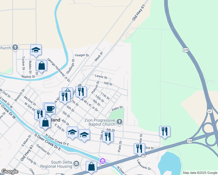 map of restaurants, bars, coffee shops, grocery stores, and more near 401 James Trimm Drive in Leland