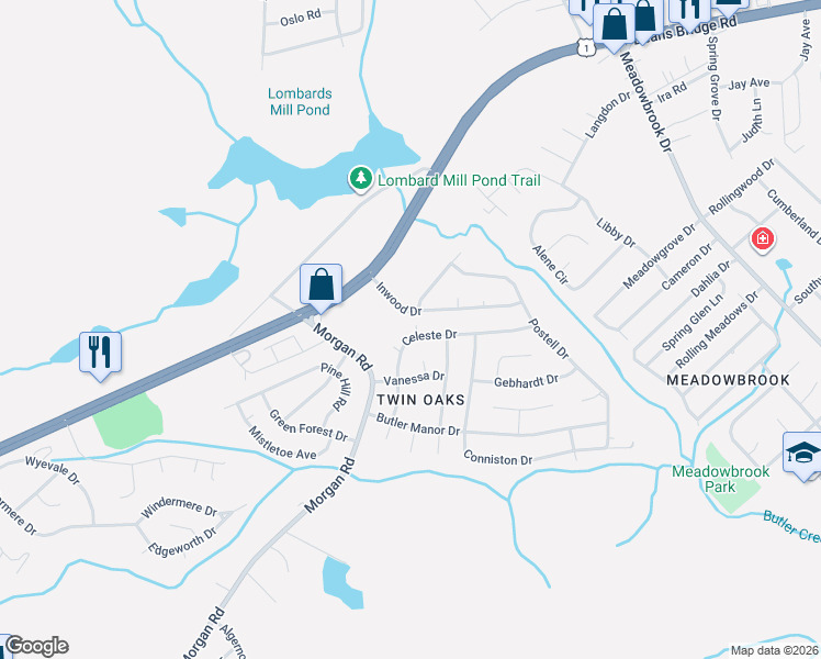 map of restaurants, bars, coffee shops, grocery stores, and more near 2935 Celeste Dr in Hephzibah